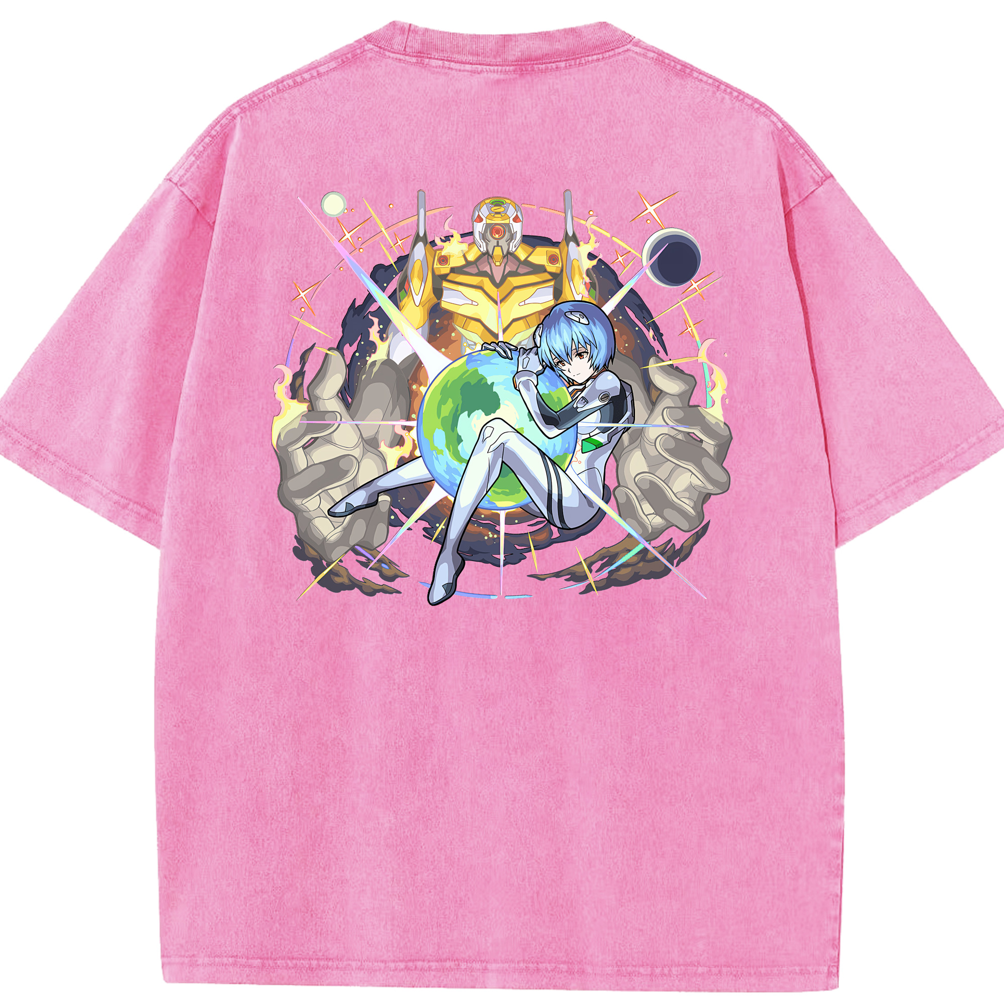 （画像用） EVA 新世紀エヴァンゲリオン 綿100% ヴィンテージ風 半袖Tシャツ（背面プリント）